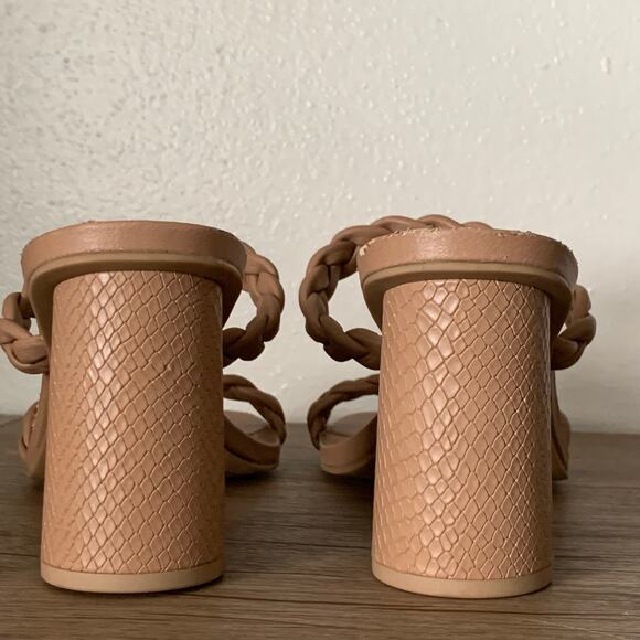 Dolce Vita Nairi Braided Strappy Sandal Heel 11 US Square Toe Tan Nude *Flaw - Picture 9 of 16